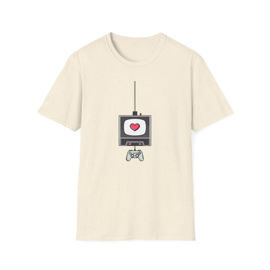 Retro Game Console T-Shirt — Cute Heart TV & Controller Gamer Tee