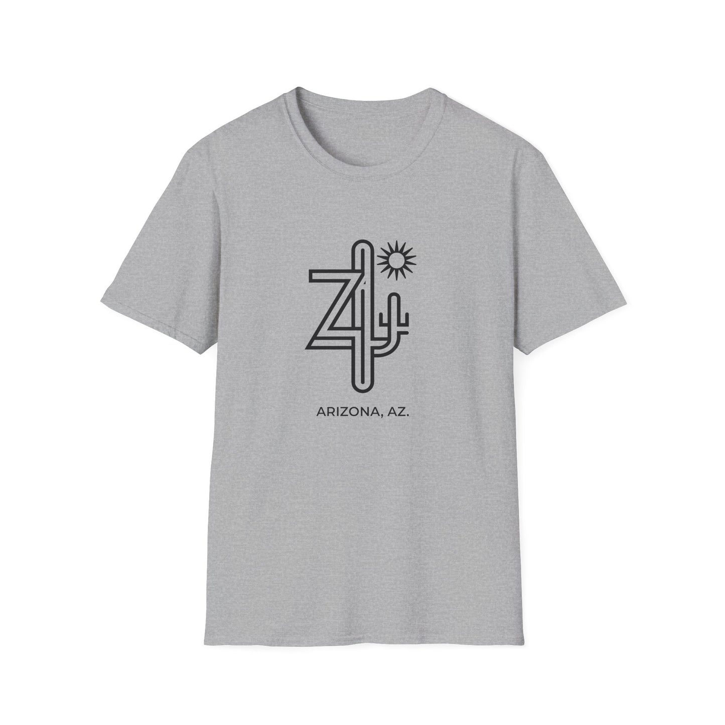 Arizona AZ - Line Art with Subtle Cactus & Sun T-Shirt