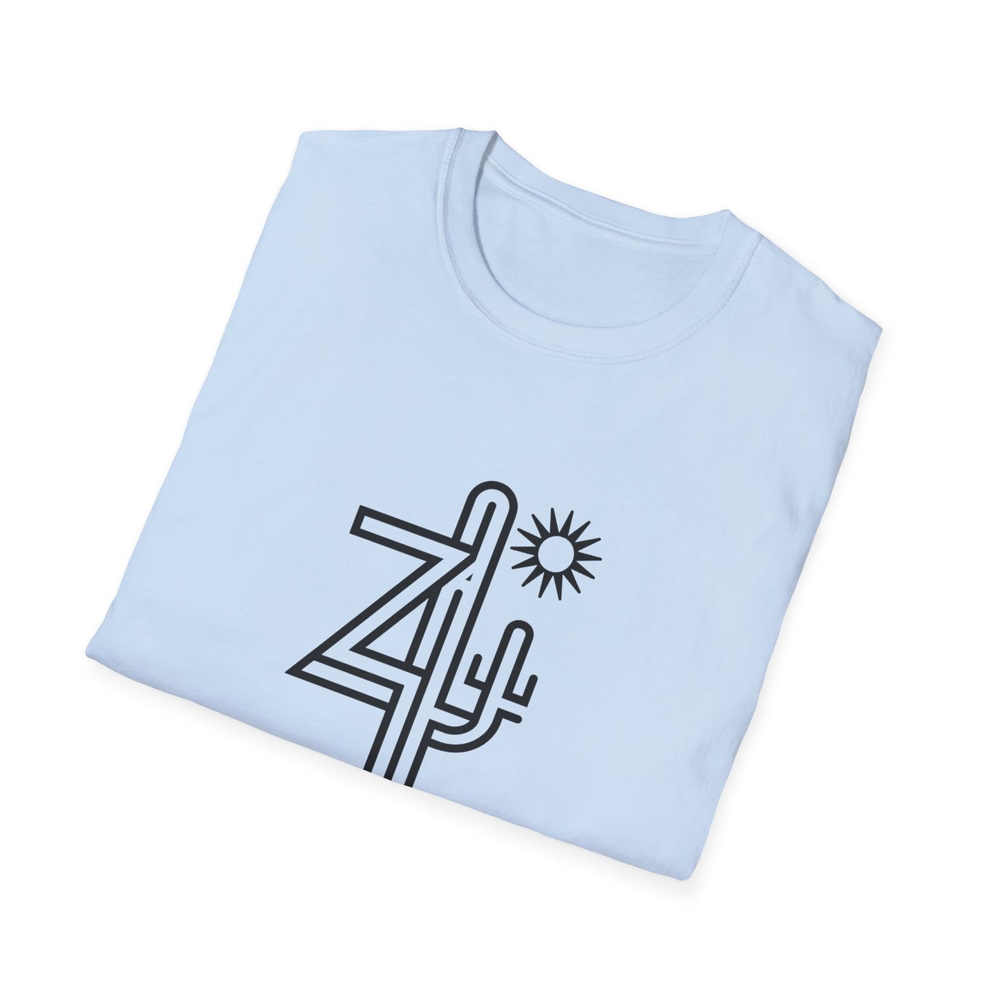 Arizona AZ - Line Art with Subtle Cactus & Sun T-Shirt
