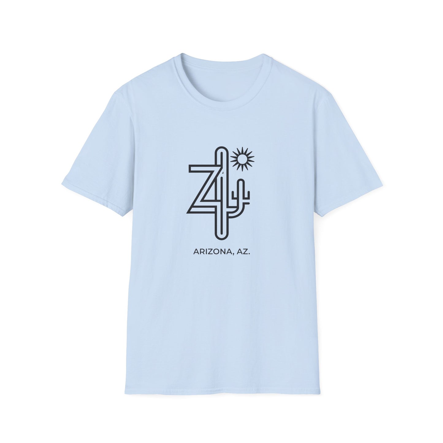 Arizona AZ - Line Art with Subtle Cactus & Sun T-Shirt