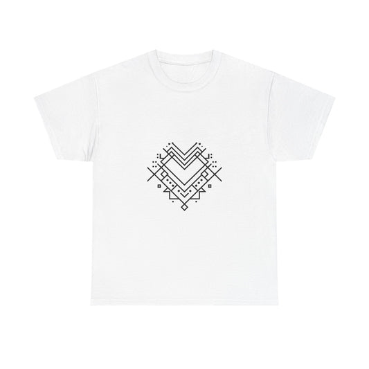 Geometric Heart Tee — Minimal Line Art Heart Graphic T-Shirt