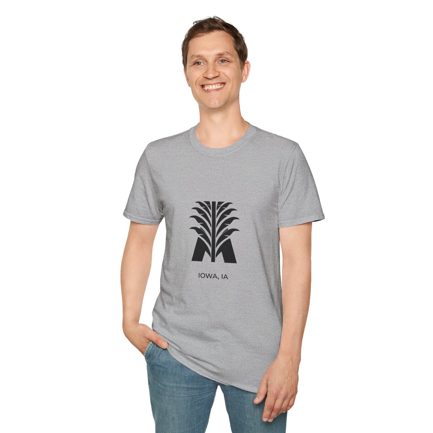 Iowa IA - Bold Geometric State Logo with Subtle Corn Accent