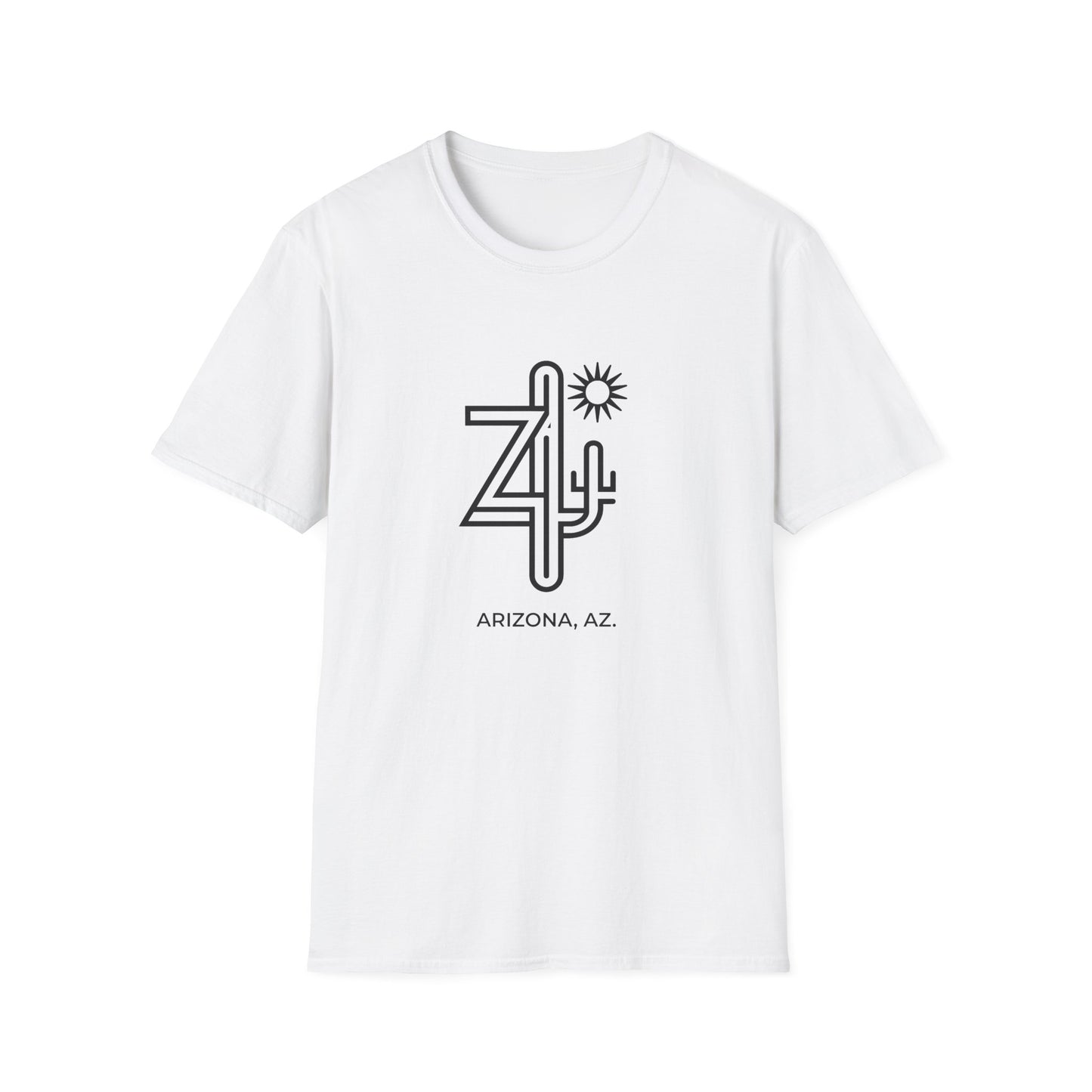 Arizona AZ - Line Art with Subtle Cactus & Sun T-Shirt