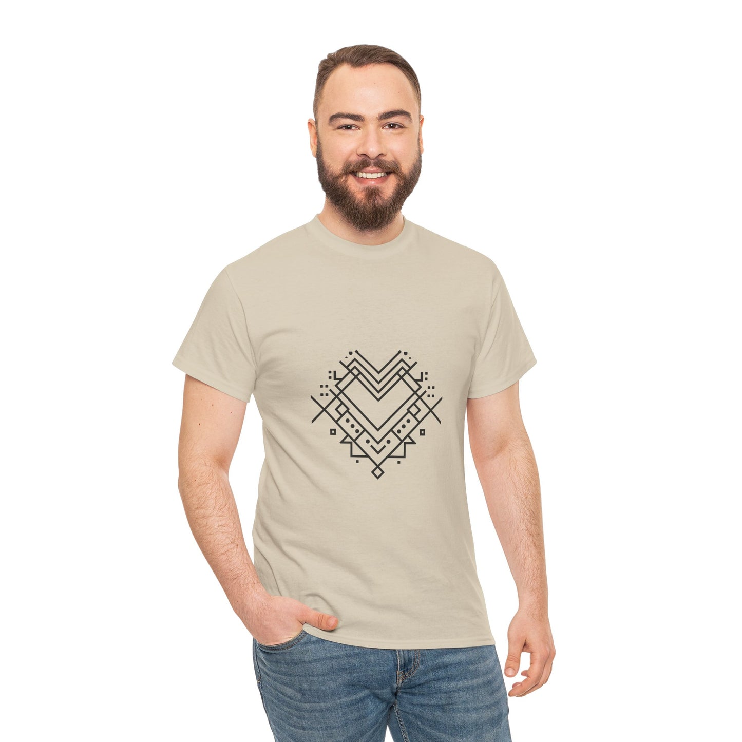 Minimal Line Art Heart Graphic T-Shirt