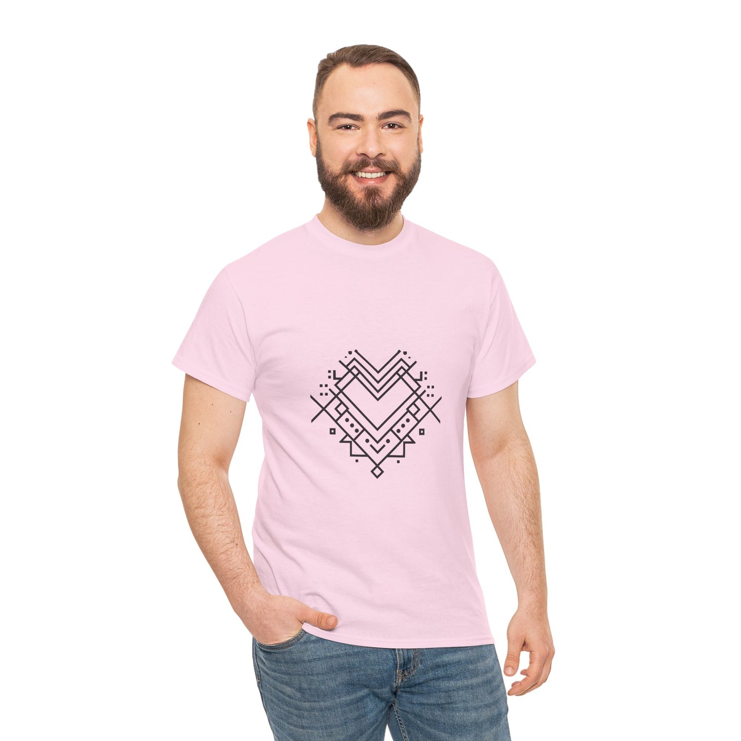 Minimal Line Art Heart Graphic T-Shirt