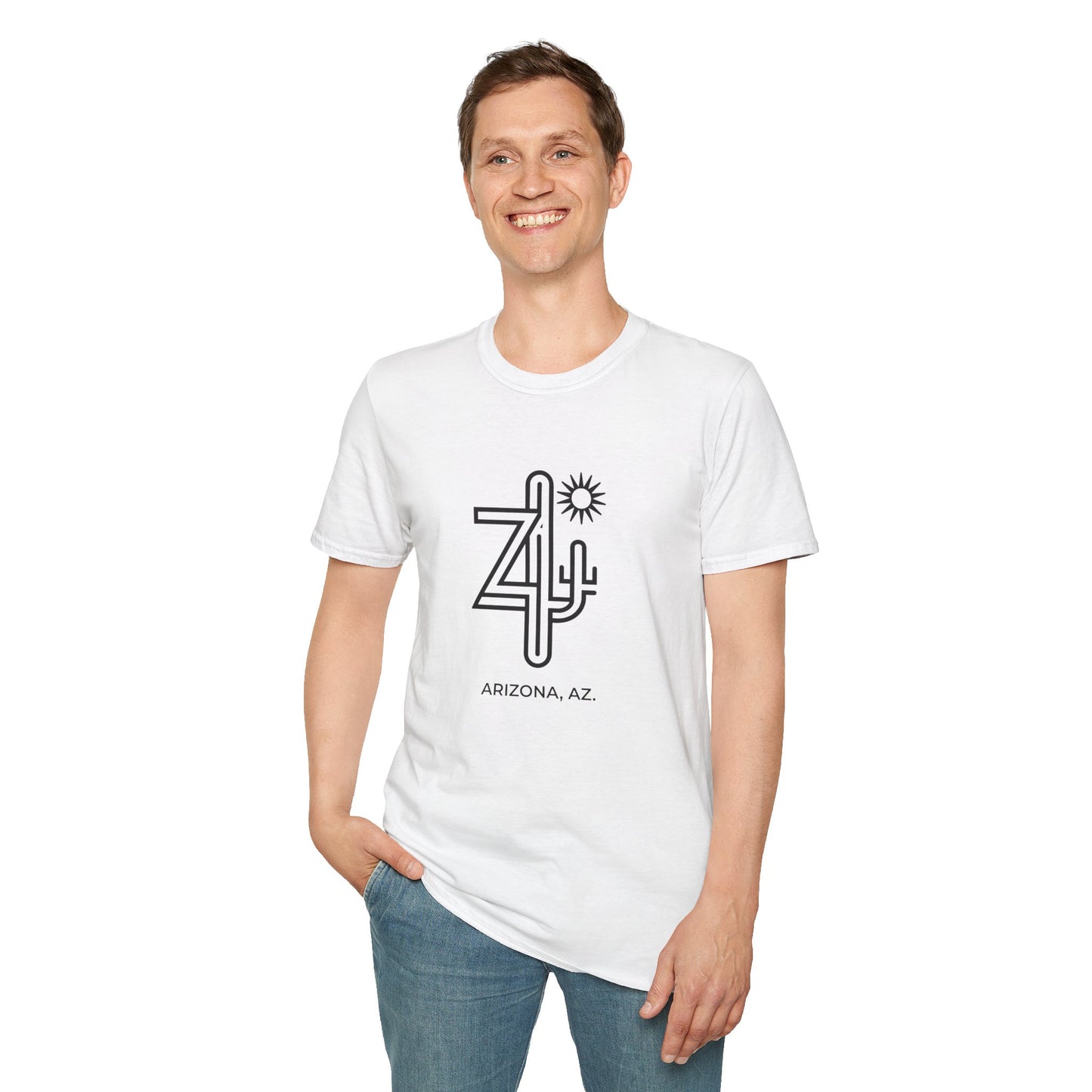 Arizona AZ - Line Art with Subtle Cactus & Sun T-Shirt