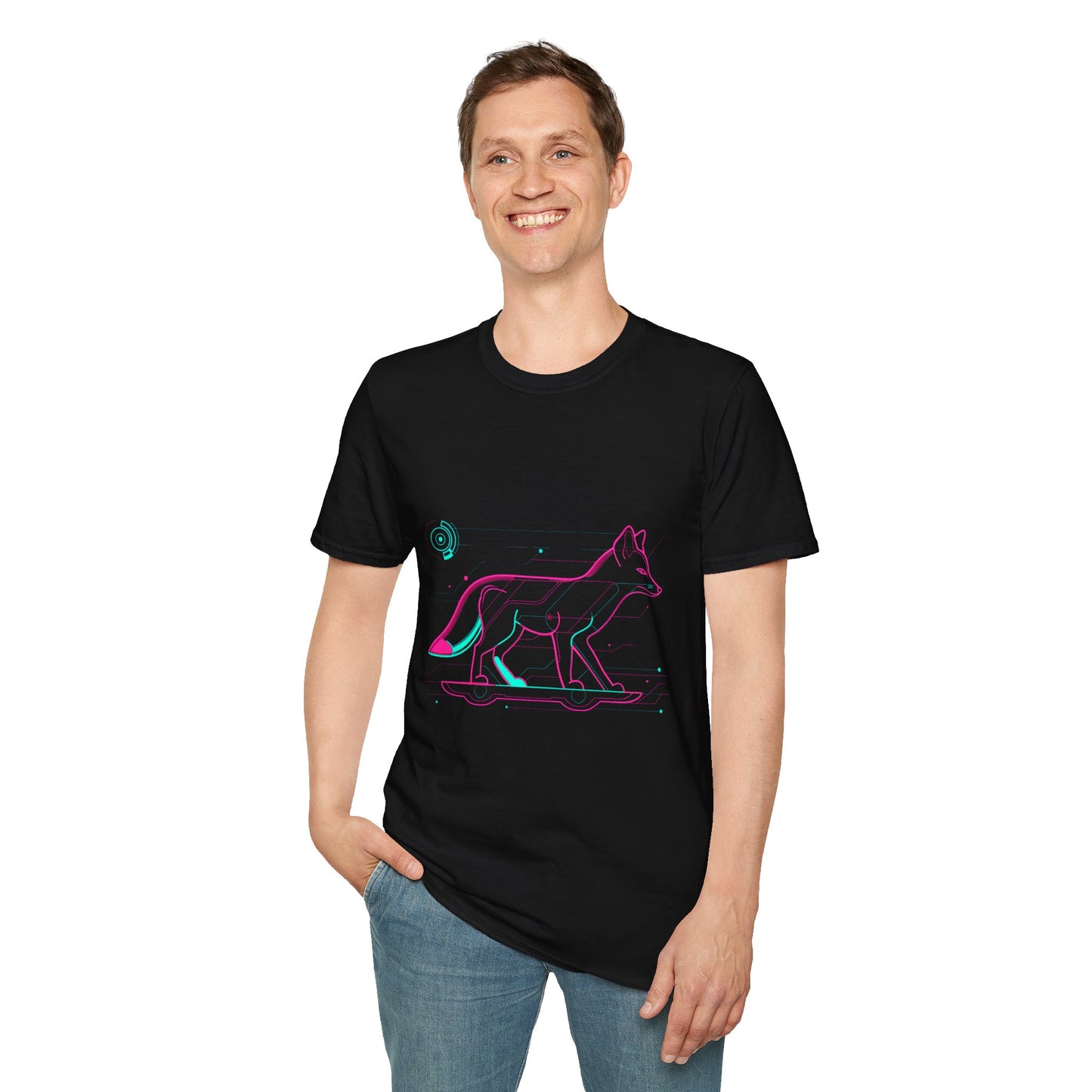 Retro-Futuristic Neon Fox T-Shirt