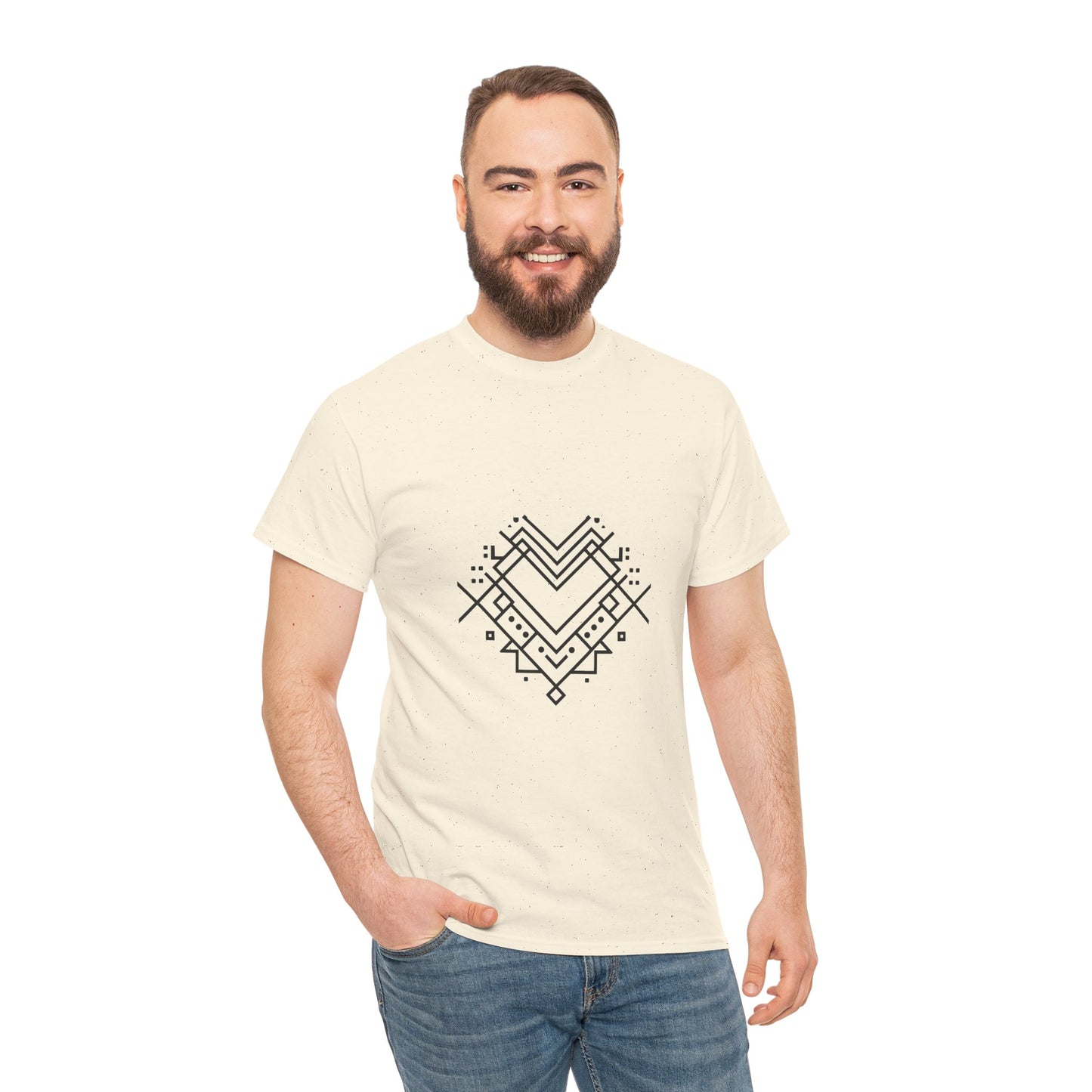 Minimal Line Art Heart Graphic T-Shirt