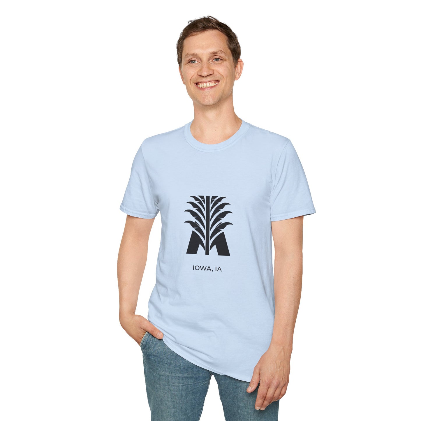 Iowa IA - Bold Geometric State Logo with Subtle Corn Accent