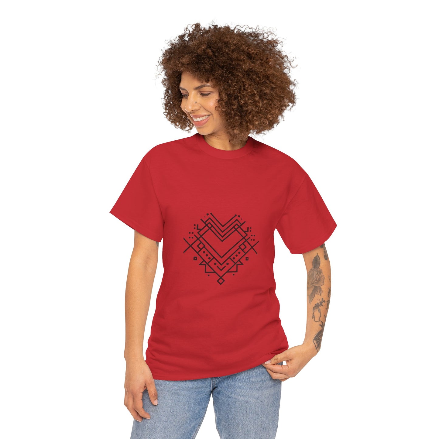 Minimal Line Art Heart Graphic T-Shirt