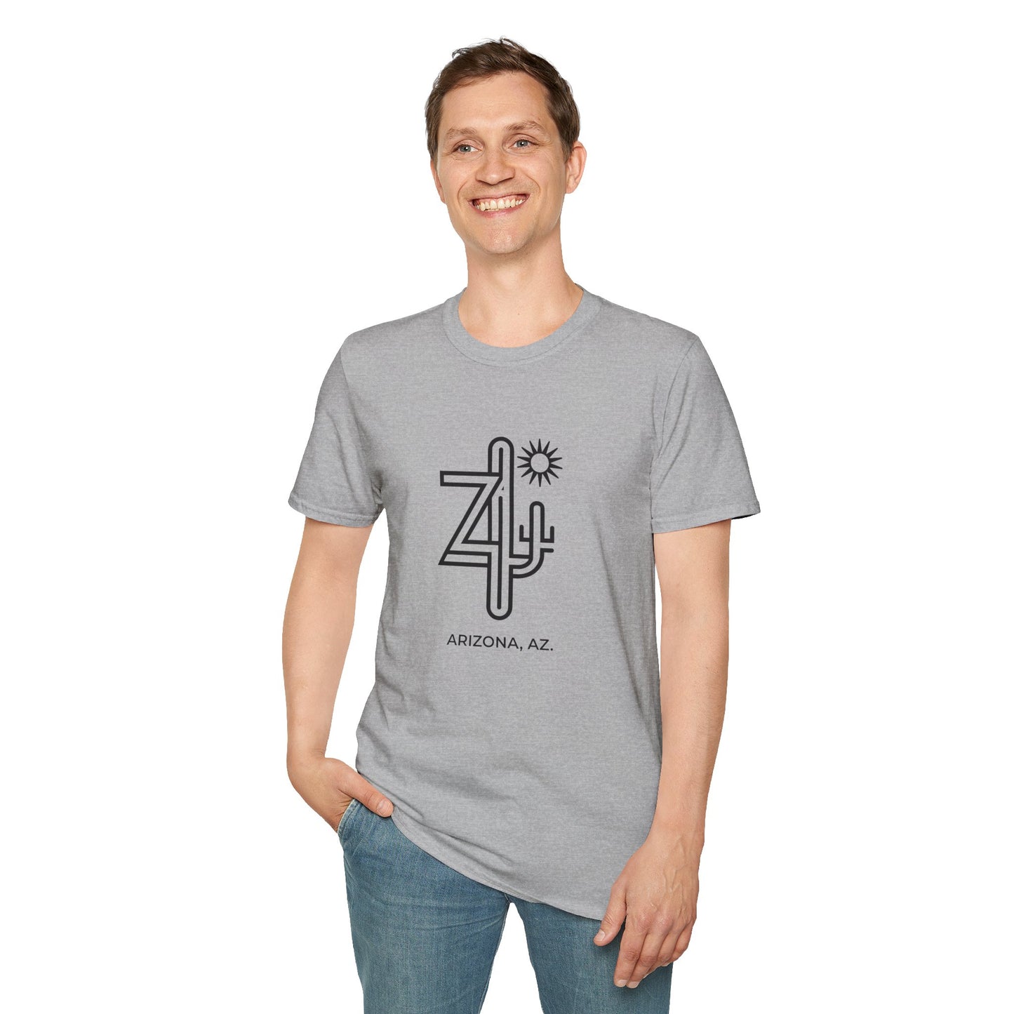 Arizona AZ - Line Art with Subtle Cactus & Sun T-Shirt