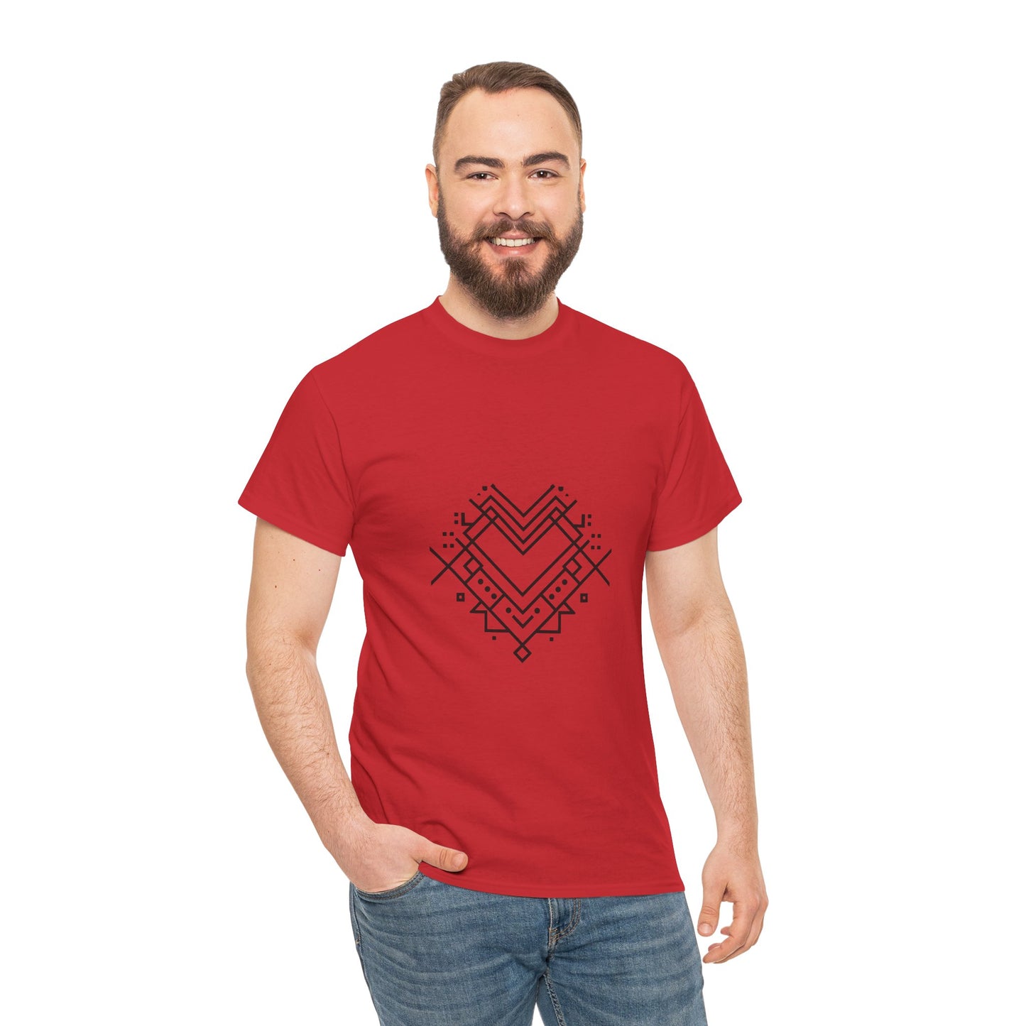 Minimal Line Art Heart Graphic T-Shirt