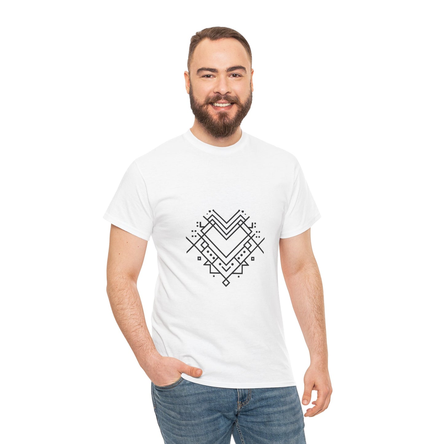 Minimal Line Art Heart Graphic T-Shirt
