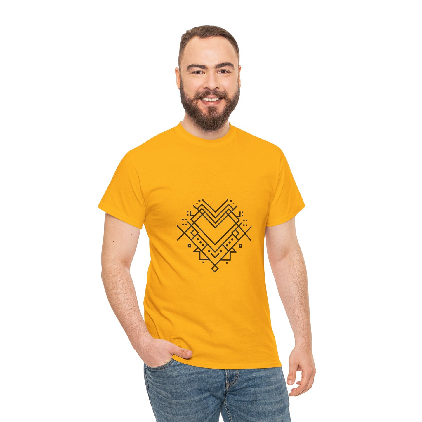 Minimal Line Art Heart Graphic T-Shirt