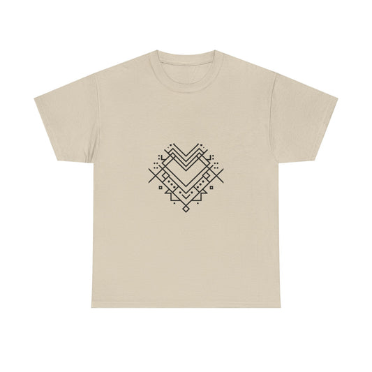 Geometric Heart Tee — Minimal Line Art Heart Graphic T-Shirt