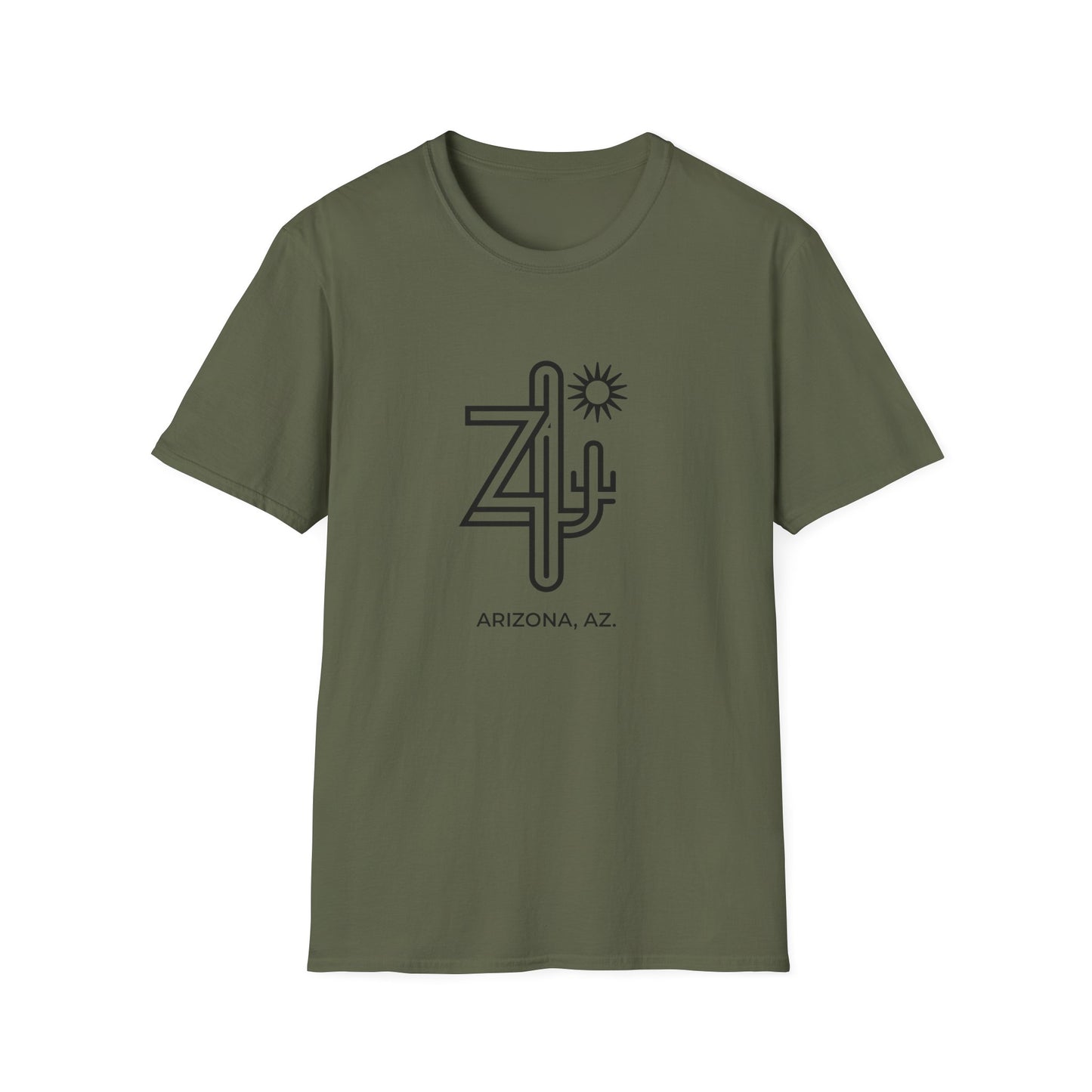 Arizona AZ - Line Art with Subtle Cactus & Sun T-Shirt