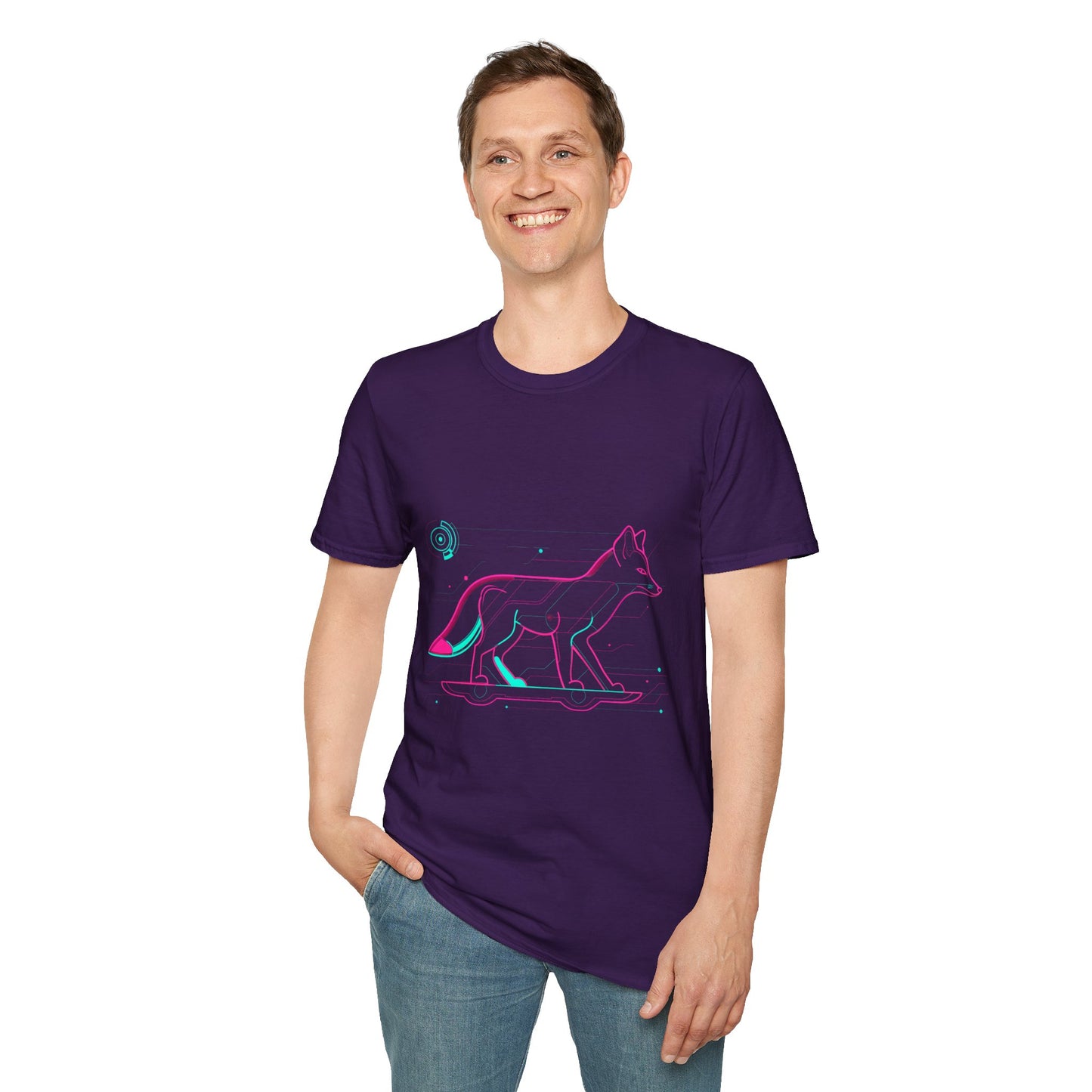 Retro-Futuristic Neon Fox T-Shirt