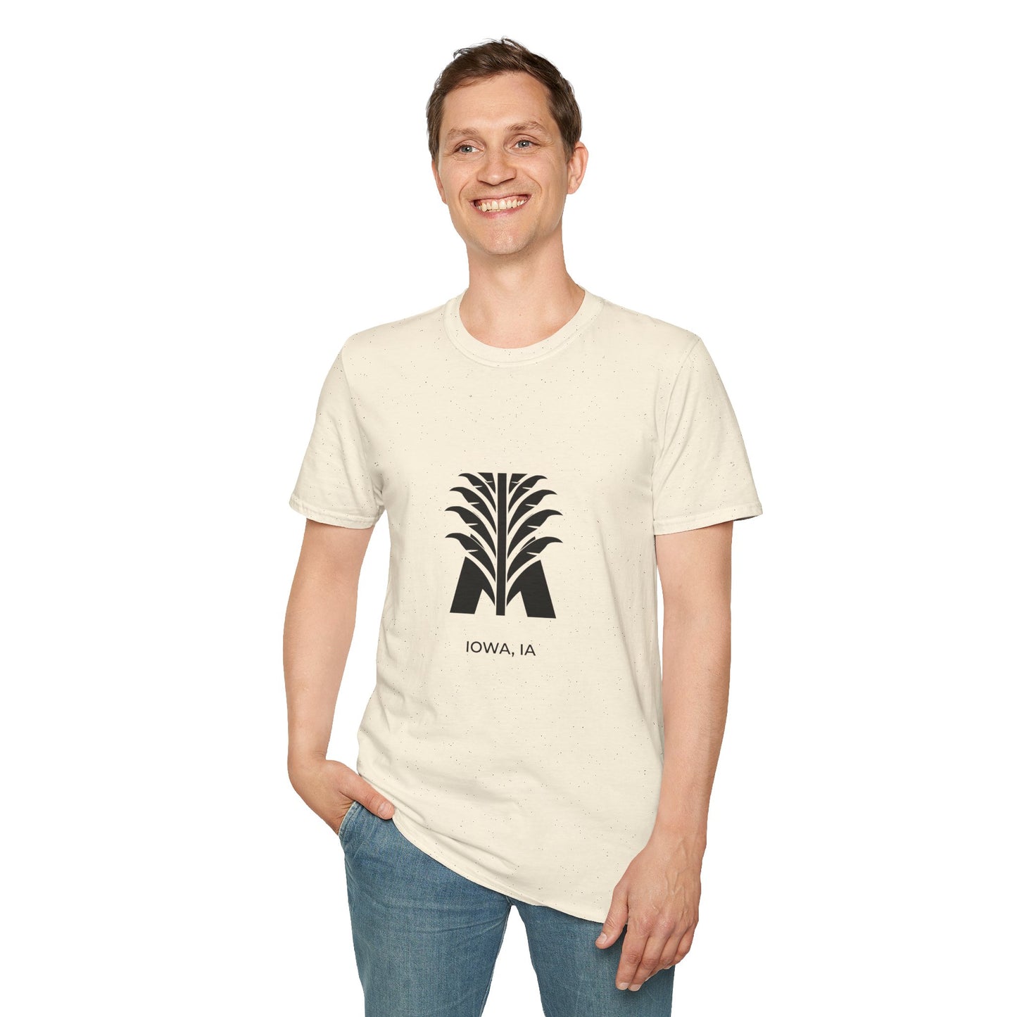 Iowa IA - Bold Geometric State Logo with Subtle Corn Accent