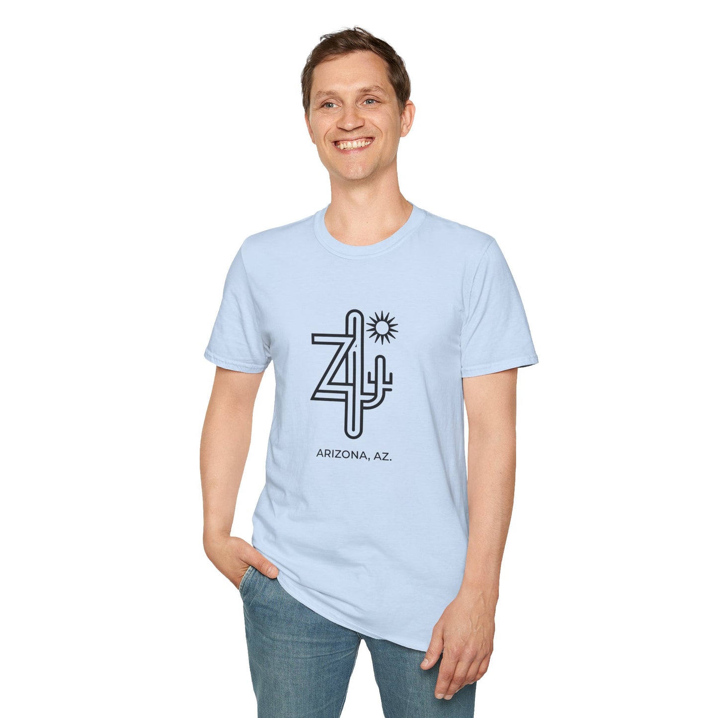 Arizona AZ - Line Art with Subtle Cactus & Sun T-Shirt