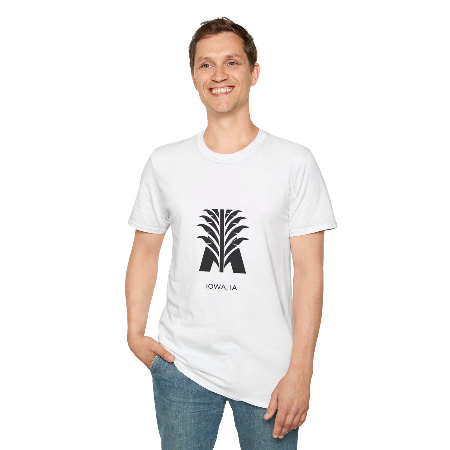 Iowa IA - Bold Geometric State Logo with Subtle Corn Accent