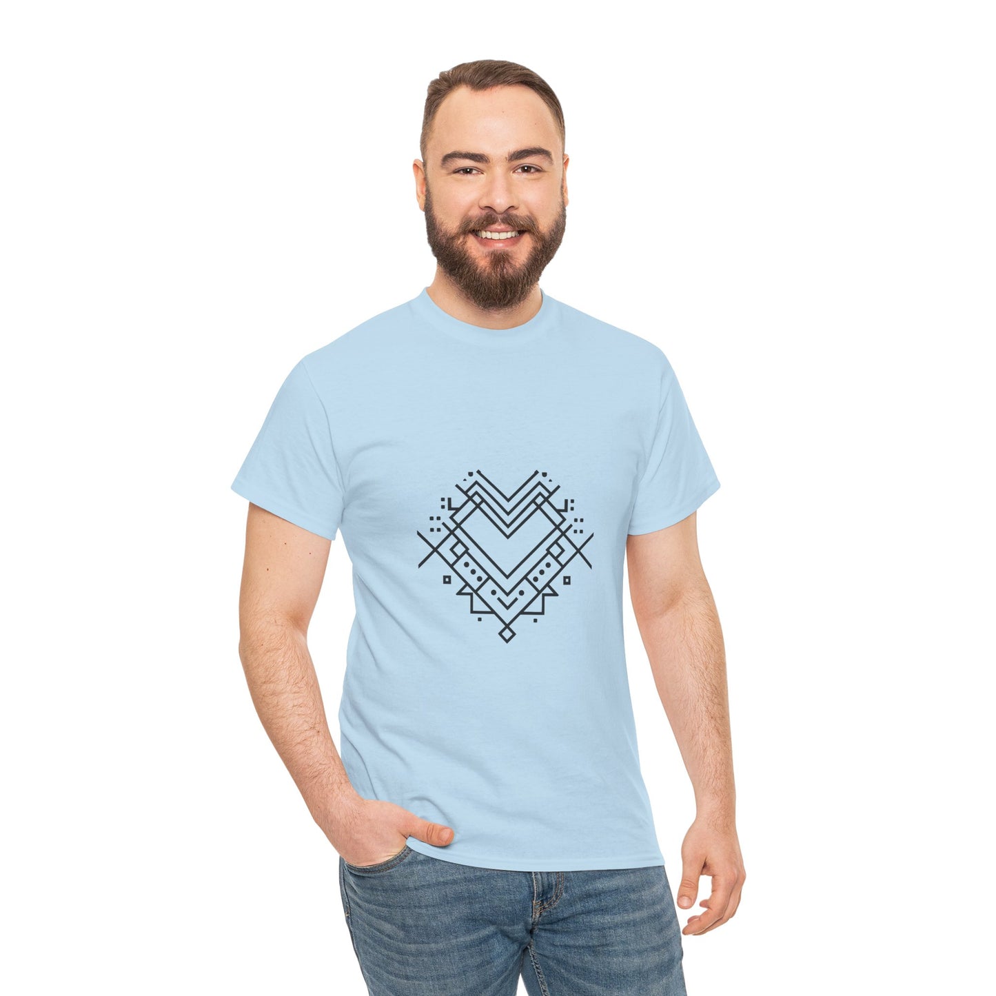 Minimal Line Art Heart Graphic T-Shirt
