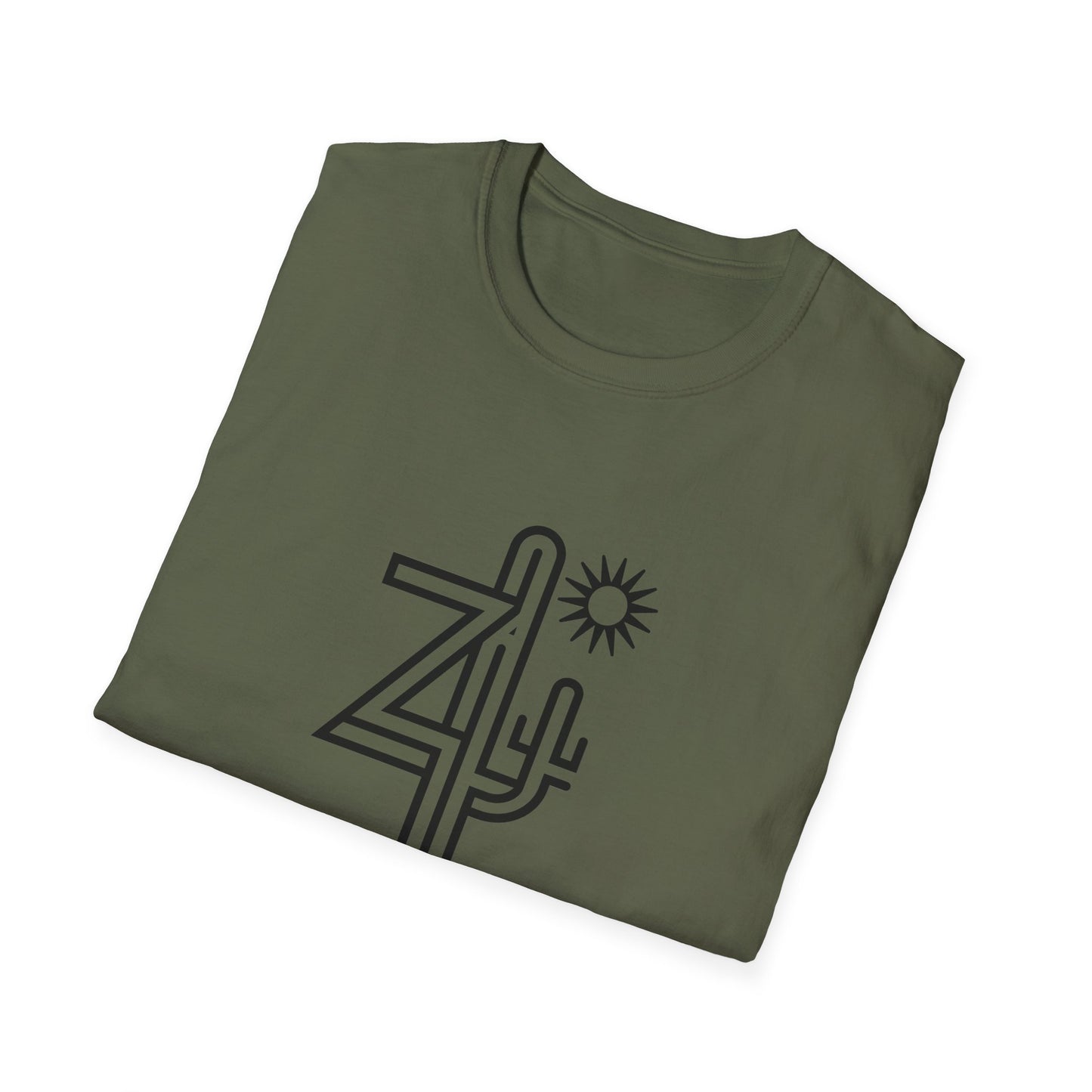 Arizona AZ - Line Art with Subtle Cactus & Sun T-Shirt