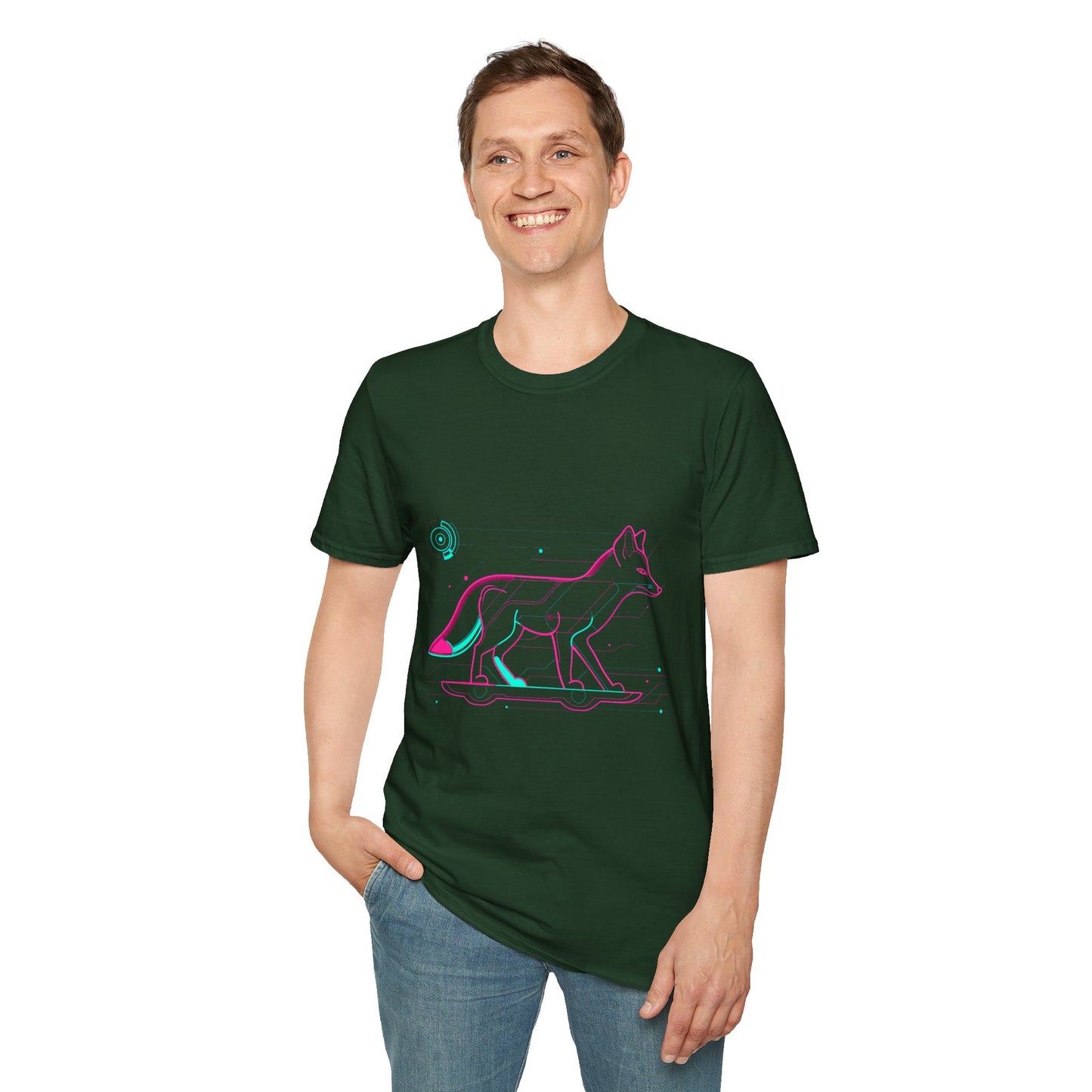 Retro-Futuristic Neon Fox T-Shirt