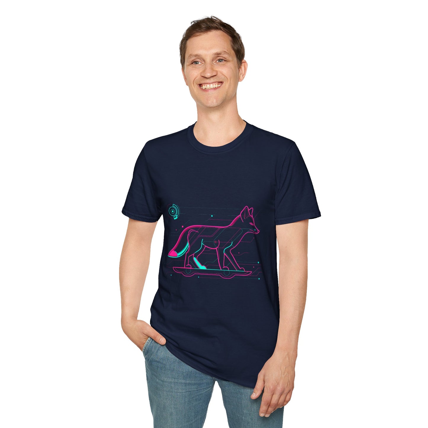 Retro-Futuristic Neon Fox T-Shirt